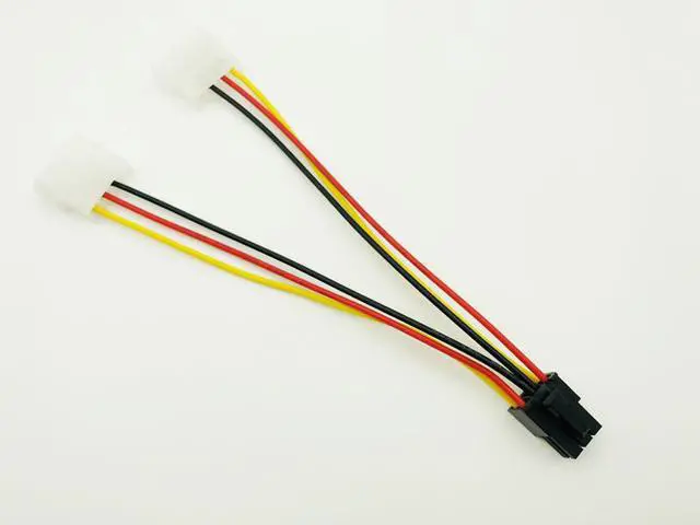 Alt view image 2 of 5 - 5pcs/lot Dual 4 Pin to 6 Pin Molex PCI-E External Graphics Card Power Cable Converter Adapter High Quality for BTC Miner Mining