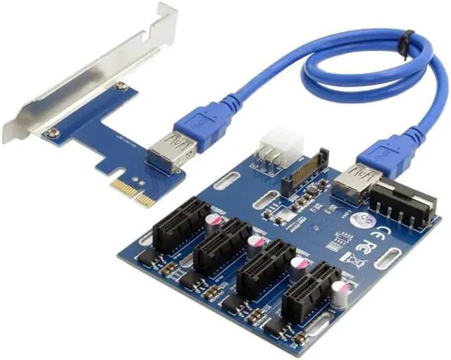 Alt view image 4 of 4 - 1X Expansion Kit 1 to 4 Slots Switch Multiplier Hub  Riser Card Adapter with USB 3.0 Cable Pcie Mining Modules