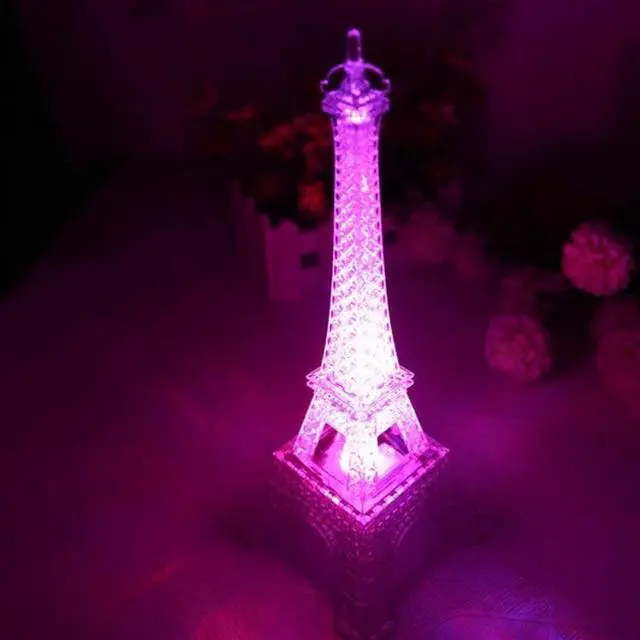 Alt view image 4 of 5 - Acrylic Eiffel Tower Flashing Lamp LED Mini LED Night Light Lamp  Night Light Atmosphere Nightlight Desk Lamp