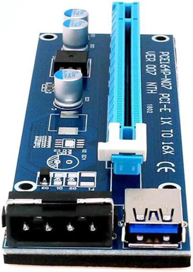 Alt view image 4 of 6 - 6PCS Riser VER 007 PCI-E Riser Card PCIE 1x to 16x Extender 60CM USB 3.0 Cable SATA to 4Pin Molex Power for Bitcoin Miner Mining