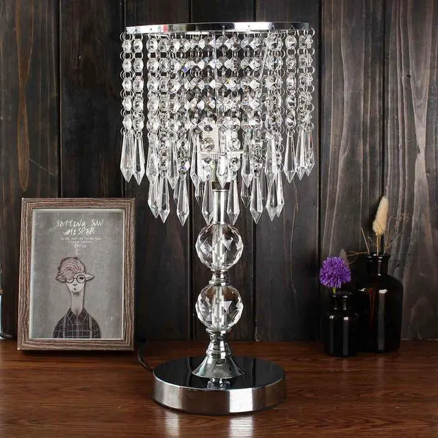 Alt view image 3 of 5 - 2 Tier Luxury Crystal Table Pendant Lamps for Bedroom Modern Wedding Decoration Dimmable Desk Lamp Bedside Living Room Lighting