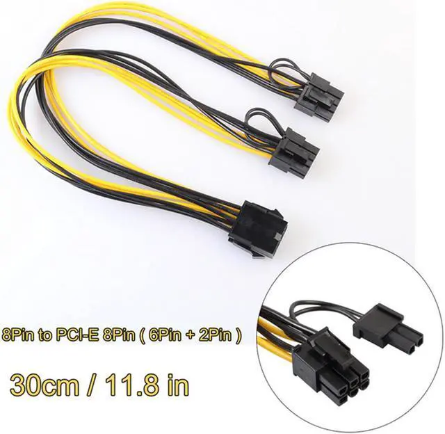 Alt view image 5 of 5 - 8 Pin Female to Dual 2x 8 Pin (6+2) Female PCI Express Power Adapter Cable for Graphics Video Card 30cm