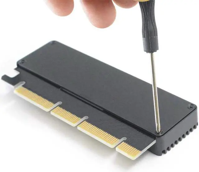 Alt view image 3 of 5 - Express 3.0 x16 x8 x4 to e-Based M Key M.2 NVMe and AHCI SSD Adapter Card with Aluminum Case Heat Sink and Thermal Pad