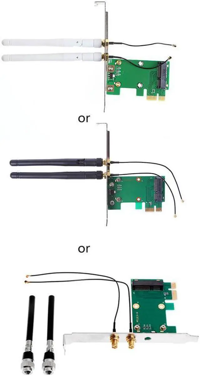 Main image of Wifi Network Card Mini PCI-E To PCI-E 1X Desktop Adapter + 2 Antennas