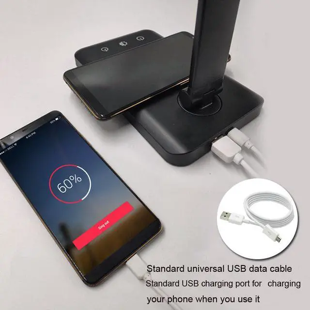 Alt view image 3 of 5 - Protection Wireless Mobile Phone Charging Desk Lamp 5 File Dimming LED Desk Lamp Student Reading Table Lamp