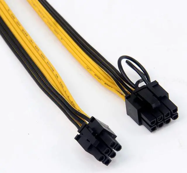 Alt view image 3 of 4 - Cable PCI-E PCIE PCI-Express 6P Male to 8Pin (6+2) Male Graphics Video Card Power Cabo 50CM BTC Extension Miner Mining