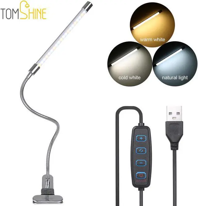 Main image of Arm Table Lamp 20Led Flexible Gooseneck Dimming Desk Lamp Clip On led desk lamp For Reading Bedroom Led Light 3 Color Modes