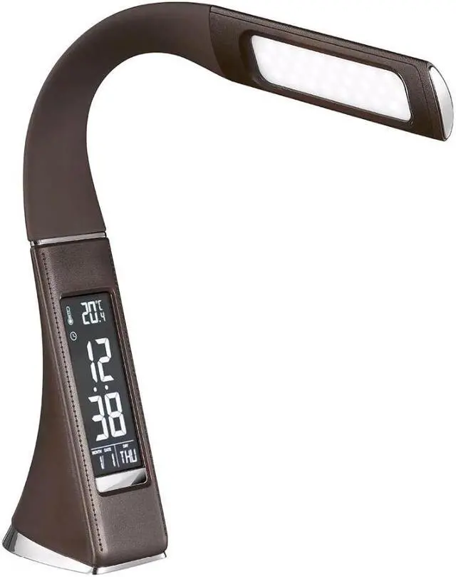Alt view image 2 of 5 - 5W LED lamp dimming touch skin texture for reading lamp with alarm clock Black/ Brown Creative Business Lamp Desk lamp light