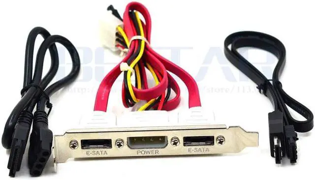 Alt view image 2 of 5 - 2 Ports SATA to eSATA + IDE 4 Pin Power PCI PC Computer Bracket Slot Cable 30cm 2ft External Set 3 in 1