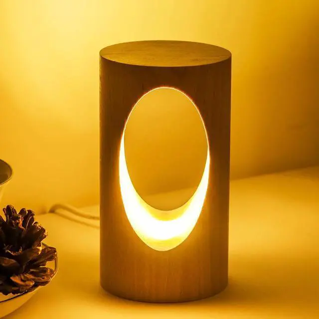 Alt view image 2 of 5 - LED Wood Desk Lamp, Bedroom Bedside Night Light, Dimmable Led Lighting, Creative Home Decor Table lamp, Unique House w
