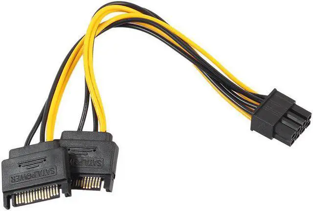Alt view image 4 of 4 - 15Pin SATA Male To 8pin(6+2) PCI-E Male Video Card Power Supply usb sata cable usb riser card rj45 connector dvi-d vga dual psu