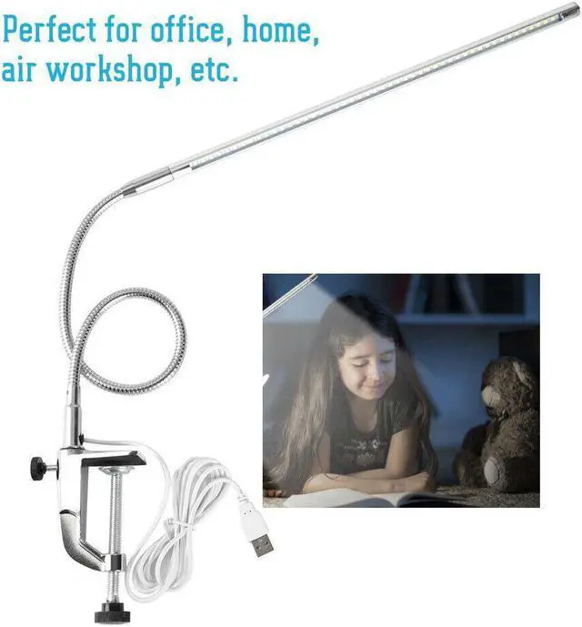 Alt view image 4 of 5 - Alloy Reading Light Clip On Adjustable 360 Degree Rotation Home Manicure USB Charging Office LED Desk Lamp Bedsides