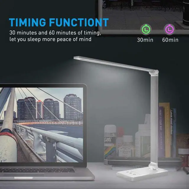 Alt view image 4 of 5 - Dimmable USB Powered LED Desk Lamp Durable Practical Multi-functional Wireless Charging Table Reading Light