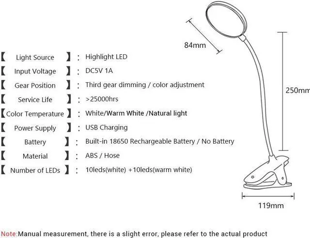 Alt view image 3 of 7 - Illuminator Equipment Improved Tattoo Lamp with Clamp USB LED Lamp Student Eye Care Reading Light Portable Desk Lamp