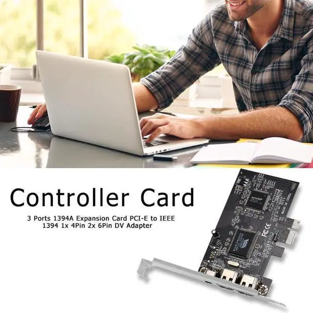 Alt view image 4 of 5 - 3 Ports 1394A Expansion Card PCI-E 1X to IEEE 1394 DV Video Adapter 1x 4Pin 2x 6Pin Controller for Desktop PC