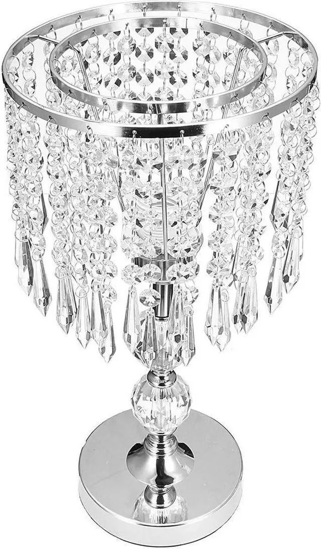 Alt view image 4 of 5 - 2 Tier Luxury Crystal Table Pendant Lamps for Bedroom Modern Wedding Decoration Dimmable Desk Lamp Bedside Living Room Lighting