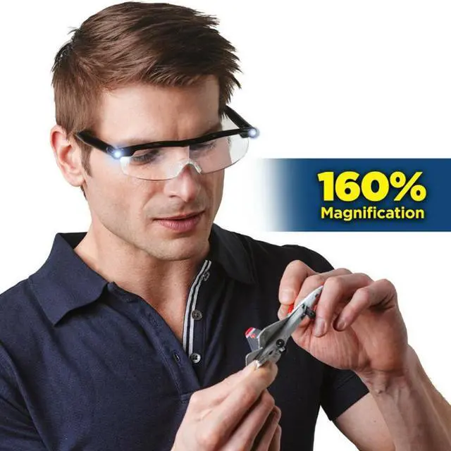 Alt view image 3 of 5 - 1.6x Magnification Mighty Sight LED Light Glasses Reading Glasses Magnifying Glass LED Glasses Night Vision Glasses