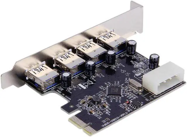 Alt view image 3 of 5 - 4Port PCI-E to USB 3.0 HUB PCI Express Expansion Card Adapter 5 Gbps Speed Top