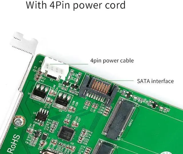 Alt view image 4 of 5 - 3-Port M.2 SSD (NGFF) Adapter Card - Supports 1X PCIe to M.2 B-Key Adapter Raid Card Sata SSD Convert Card