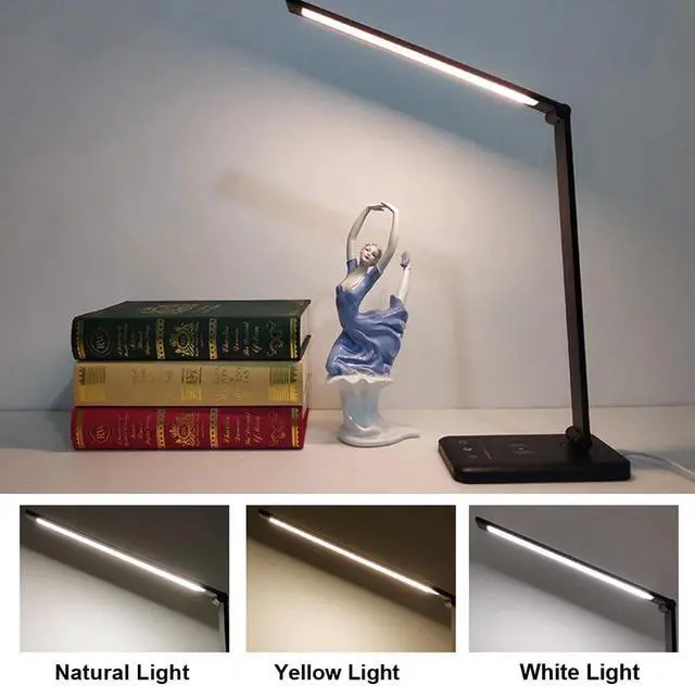 Alt view image 2 of 5 - Protection Wireless Mobile Phone Charging Desk Lamp 5 File Dimming LED Desk Lamp Student Reading Table Lamp