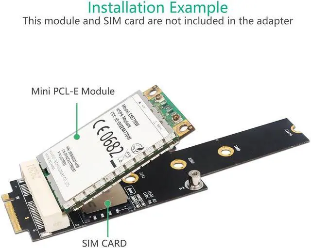 Alt view image 4 of 5 - PCI-E to M.2 NGFF Adapter M Key Converter Card Modulewith SIM Card Slot for Computer Wireless Converter WiFi/WWAN/LTE