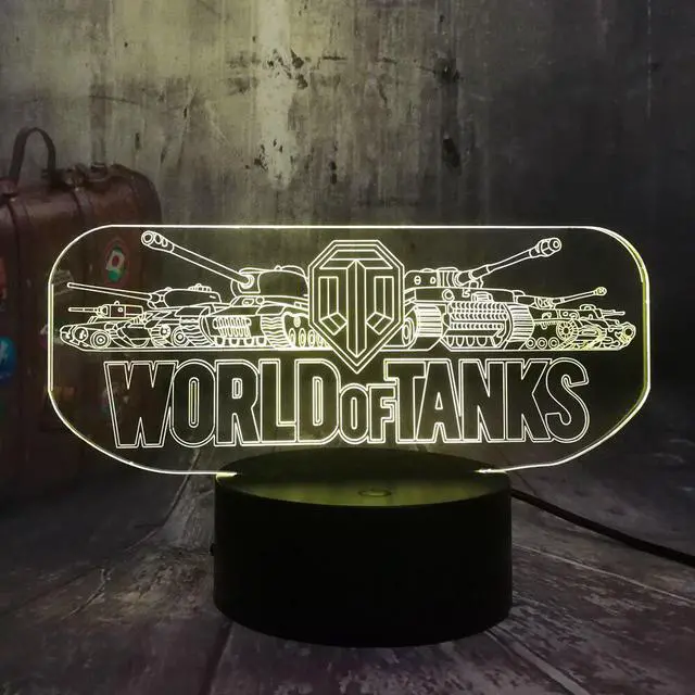 Alt view image 3 of 5 - Game World of Tanks 3D LED Night Light illusion Novelty Sleep Table Desk Lamp Boyx Kids Birthday Christmas lamp Home Decor