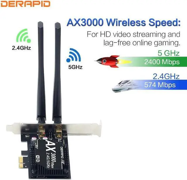 Alt view image 5 of 5 - 3000Mbps WiFi 6  AX200 Bluetooth 5.1 Dual Band 2.4G/5GHz WiFi Card 802.11AX/AC PCI Express Wireless Network Card Adapter PC