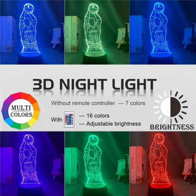 Alt view image 7 of 7 - Night Light Kobe Jump Shoot Figure Back View Bedroom Decor Nightlight Desk 3D Lamp Dropshipping Kobe Bryant Memorial Gifts
