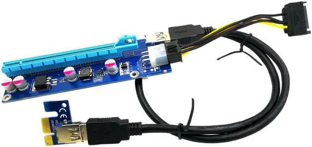 Alt view image 2 of 3 - New USB3.0 PCI-E Express 1x To 16x Extender Riser Card Adapter SATA 6Pin Power Cable 18Mar27 Drop Ship