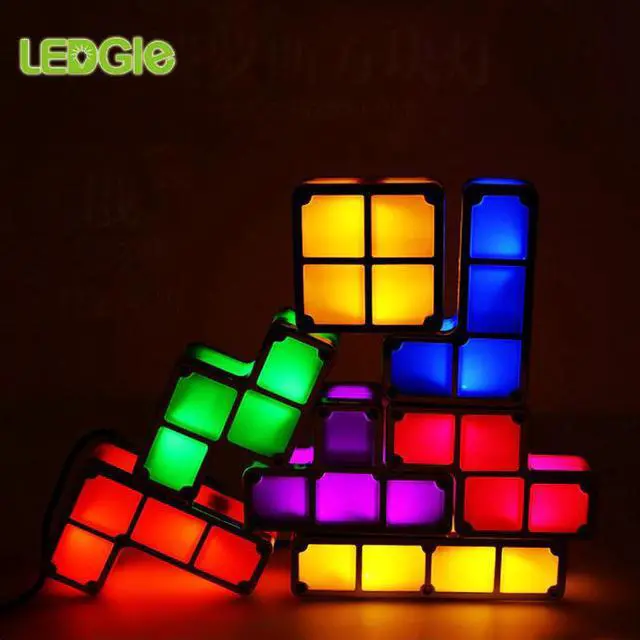 Main image of Tetris Puzzle Light Stackable Night Light Constructible Block Table Lamp 7 Colors Novelty Toy Children' s Teens Gamer Gifts