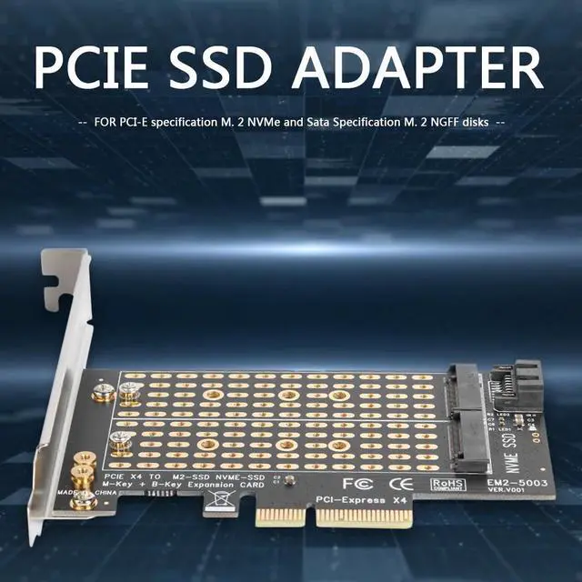 Alt view image 3 of 5 - M.2 NVME to PCIE Adapter Module Board M+B Key NGFF SSD to PCI-E 3.0 X4 SATA Expansion Card adapter add on cards Computer Acc