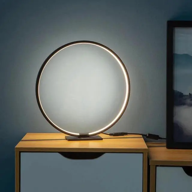 Alt view image 2 of 5 - desk Lamp round Modern LED Table Lamp stepless diming reading lamp Acrylic circle night light Minimalist study desk light