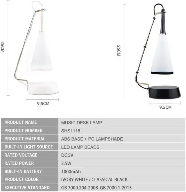 Alt view image 3 of 5 - Sensor LED Table lamp Bluetooth Speaker USB Rechargeable Desk lamp led study Reading Book lights for home bedroom lighting