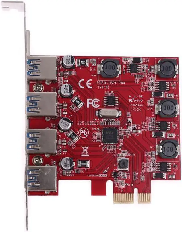 Main image of chipset pci-e to usb3.0 expansion board independent power supply pcie to 4 usb ports high speed desktop card adapter