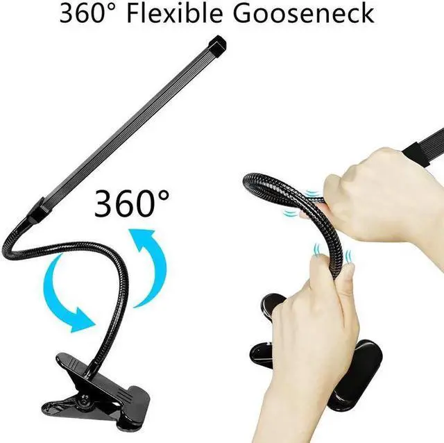 Alt view image 7 of 7 - 8W LED Clip on Lamp, Desk Light with 3 Modes 2M Cable Dimmer 10 Levels Clamp Table Lights