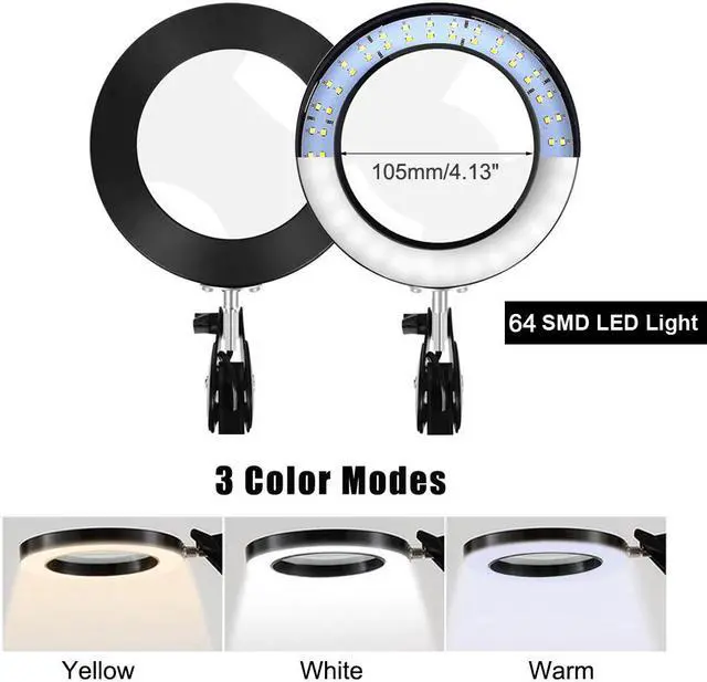 Alt view image 2 of 5 - Flexible Desk 3 Colors LED Illuminated Table Lamp USB 8W 5X Magnifying Glass  Light for Reading/Rework/Soldering