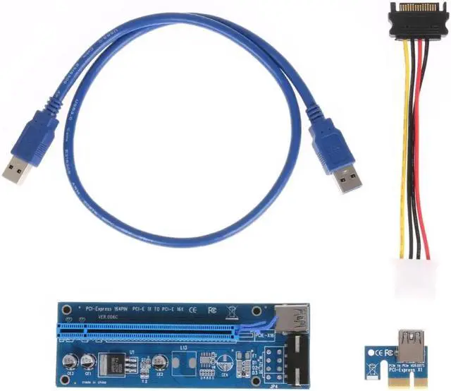 Alt view image 2 of 5 - 1X 4x 8x 16x Extender Riser USB 3.0  Riser Card Express Adapter SATA molex 15pin to 6pin 8pin Power Cable for Mining
