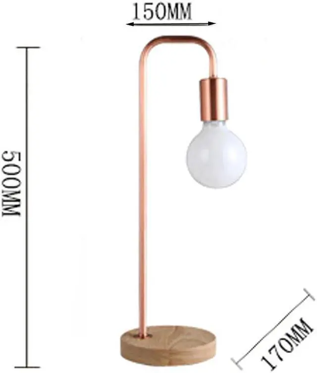 Alt view image 5 of 5 - Rose Gold bedside table lamp Nordic black white living room bedroom study room decor wooden Desk table lights