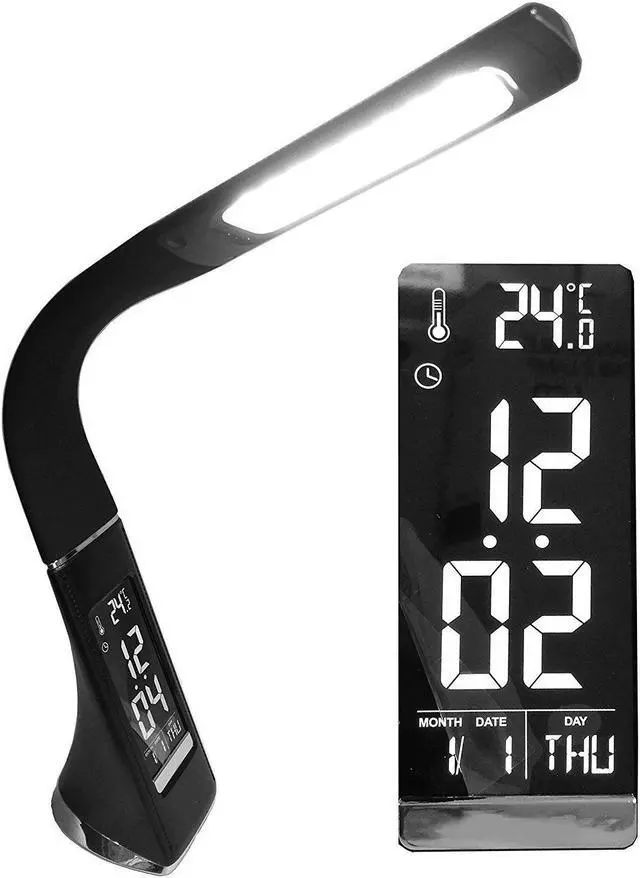Main image of 5W LED lamp dimming touch skin texture for reading lamp with alarm clock Black/ Brown Creative Business Lamp Desk lamp light