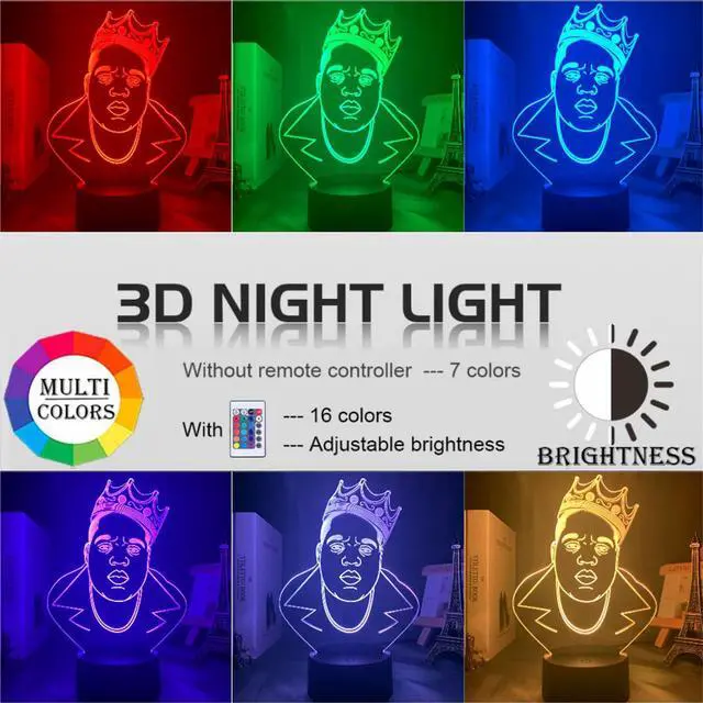 Alt view image 2 of 5 - Notorious B I G Acrylic 3D Lamp for Home Decoration Nightlight Dropshipping Fans Product Table Led Night Light Biggie Gift