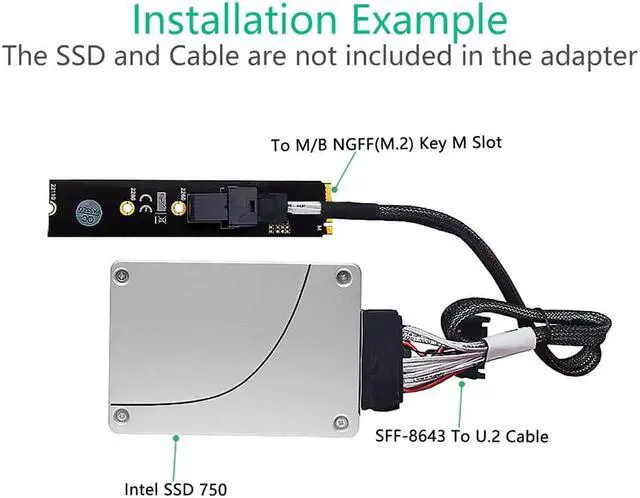 Alt view image 2 of 5 - to M.2 Key M Motherboard Adapter for  2.5 U.2 PCI-E-NVMe SSD