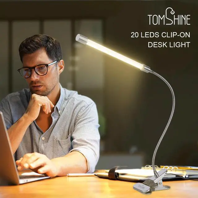 Alt view image 3 of 5 - Arm Table Lamp 20Led Flexible Gooseneck Dimming Desk Lamp Clip On led desk lamp For Reading Bedroom Led Light 3 Color Modes