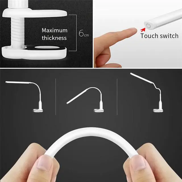 Alt view image 4 of 5 - 500LM LEDs Eye Protect Table Lamp Stepless Dimmable Bendable USB Powered Touch Sensor Control LED Desk Lamp