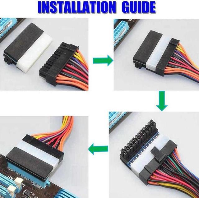 Alt view image 5 of 5 - 2Pcs ATX 24Pin 90 Degree 24 Pin to 24Pin Power Plug Adapter & 1x M.2 Adapter Card M.2 to PCIE 3.0 SSD Expansion Card