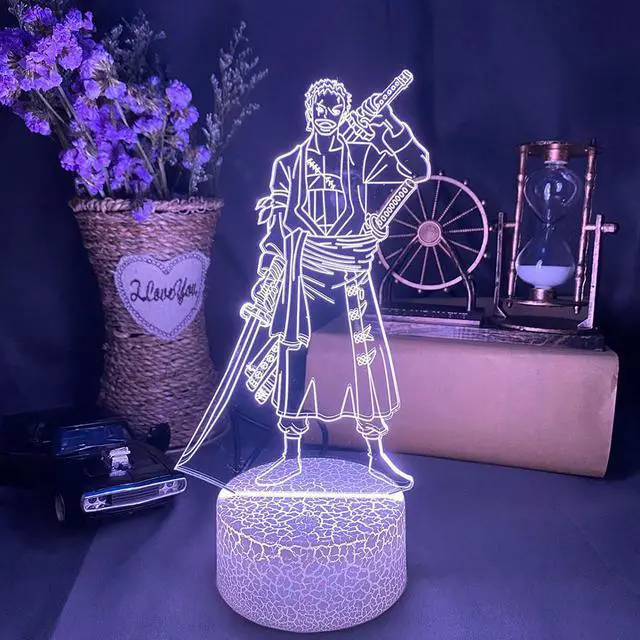 Alt view image 4 of 5 - Zoro Figure Led Night Light for Kids Bedroom Decoration Japanese Anime One Piece Nightlight Gift Cool Bedside Table Lamp