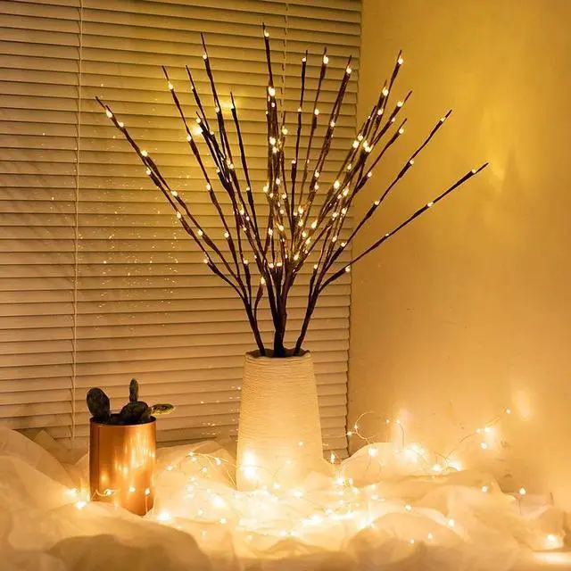 Alt view image 4 of 5 - Willow Tree Branch Lamp Light Natural High Vase Fil Tree Branch Lit By Willow Tree Branch Christmas wedding decoration