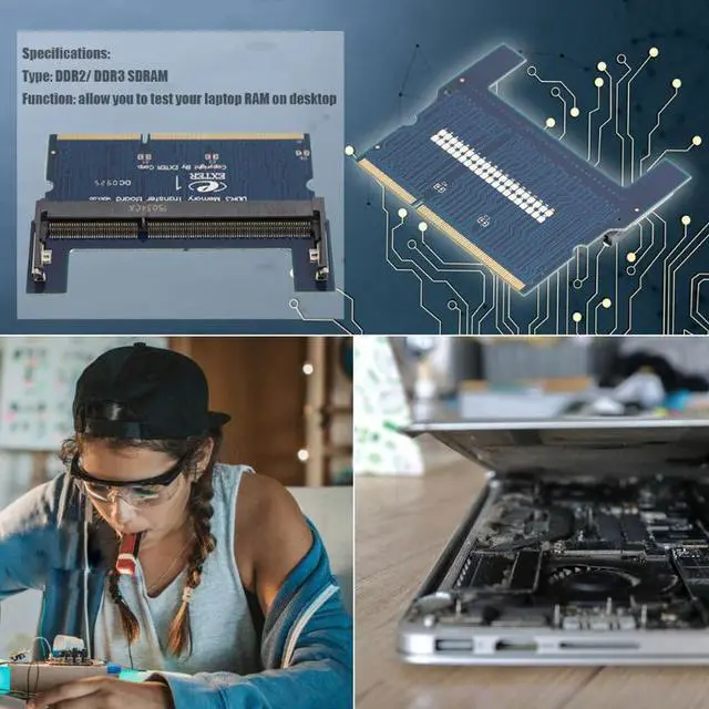 Alt view image 2 of 5 - DDR2/DDR3 Laptop SO DIMM to Desktop DIMM Adapter Memory RAM Adapter Card Computer Component Accessory Add On Cards