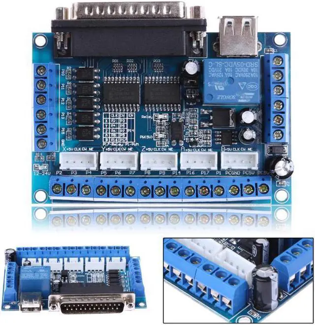 Alt view image 3 of 5 - 90x70x15mm DC 12-24V 17 LPT ports PCI Expansion Card with USB Cable for Mach3 CNC/power supply