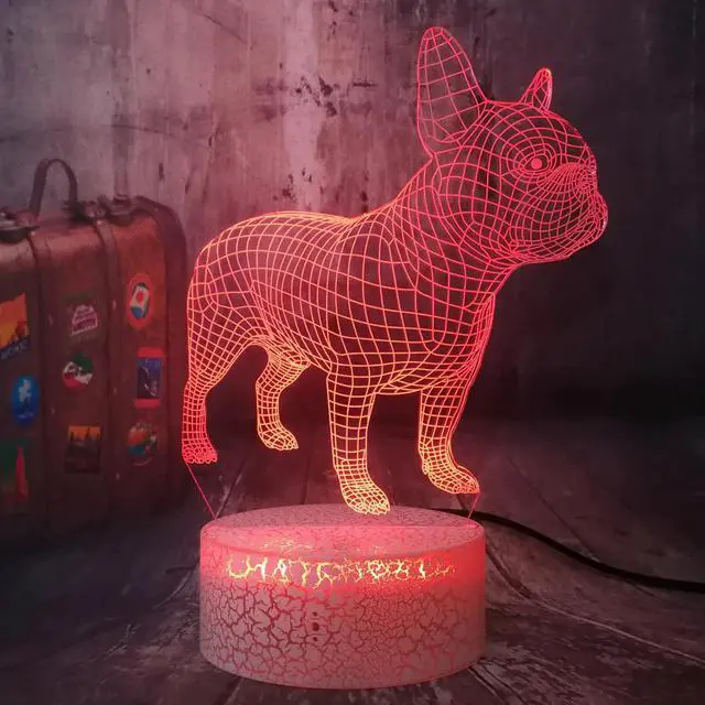 Alt view image 6 of 7 - 3D LED Desk Lamp French Bulldog Cute Puppy RGB Night Light Animal Table Home Sleep House Decor Lamp Child Kid Holiday lamp Toys