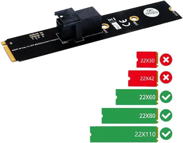 Alt view image 4 of 5 - to M.2 Key M Motherboard Adapter for  2.5 U.2 PCI-E-NVMe SSD